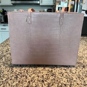 BEIS Mauve Croc-Embossed Tote Bag